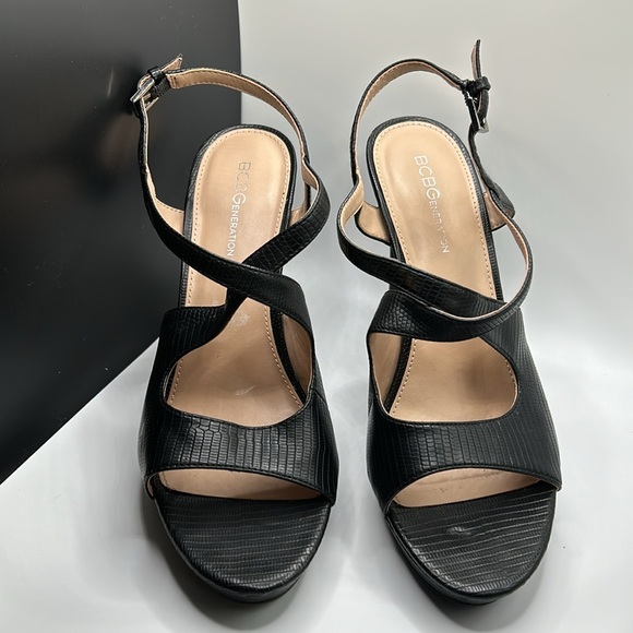 BCBGeneration Black High Heel Sandals heel 5 inch - Picture 2 of 12